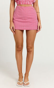Margie Skirt -  Mini Skirt in Red Gingham