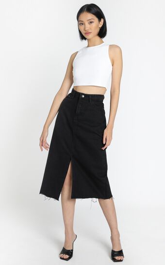 Lioness - Cant Be Tamed Midi Skirt in Black