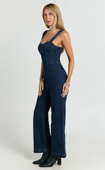 Avie Jumpsuit - Denim Fitted Jumpsuit in Indigo