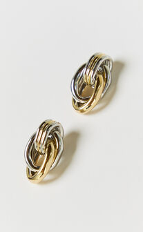 Selena Earrings - Double Hoop Earrings in Mixed Metal