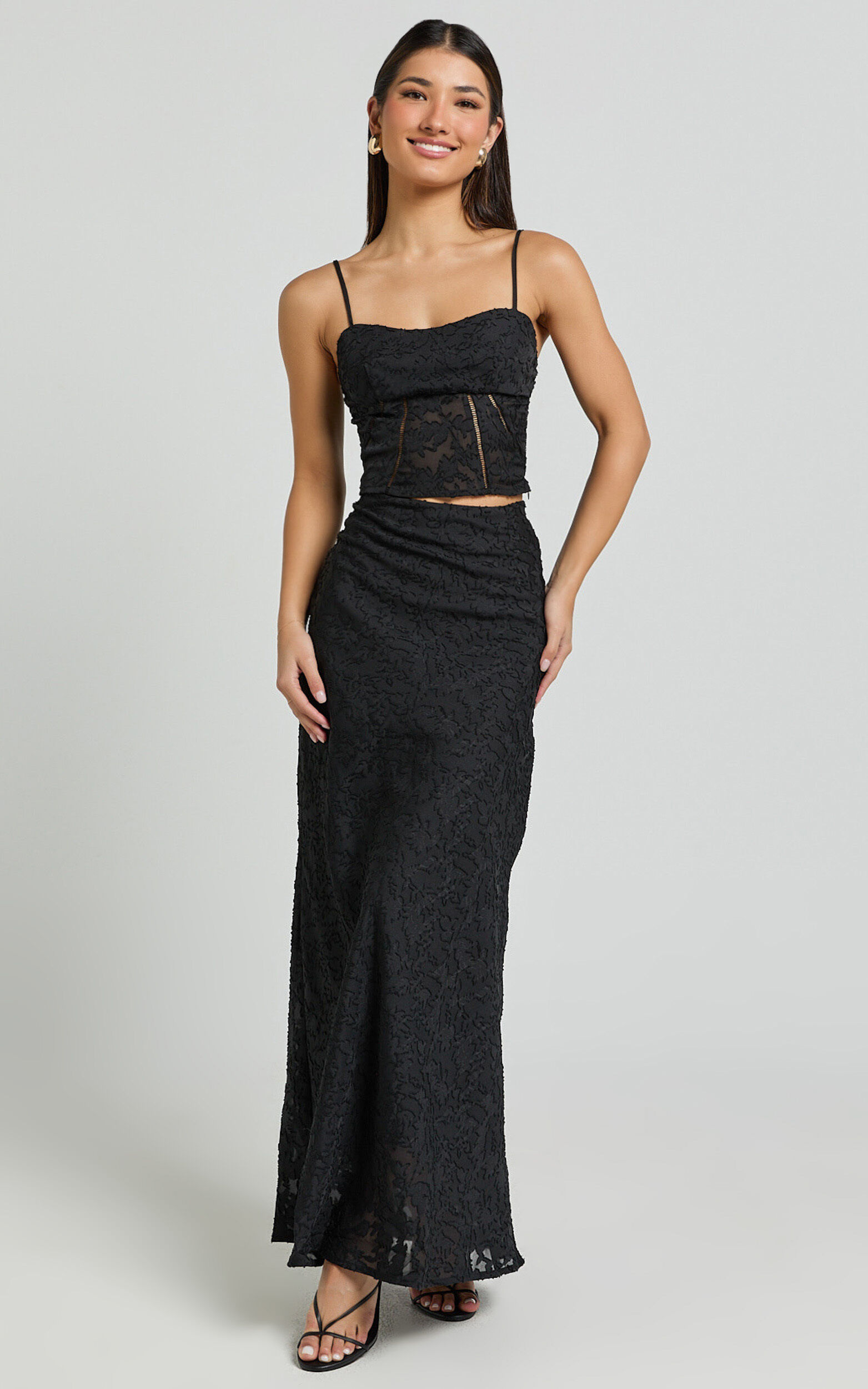 Alessandra Two Piece Set - Textured Jacquard Cami Top and