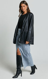 Samanfa Jacket - Faux Leather Jacket in Black