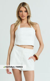Adali Shorts - Mid Rise Linen Look Micro Mini Shorts in Off White | Showpo