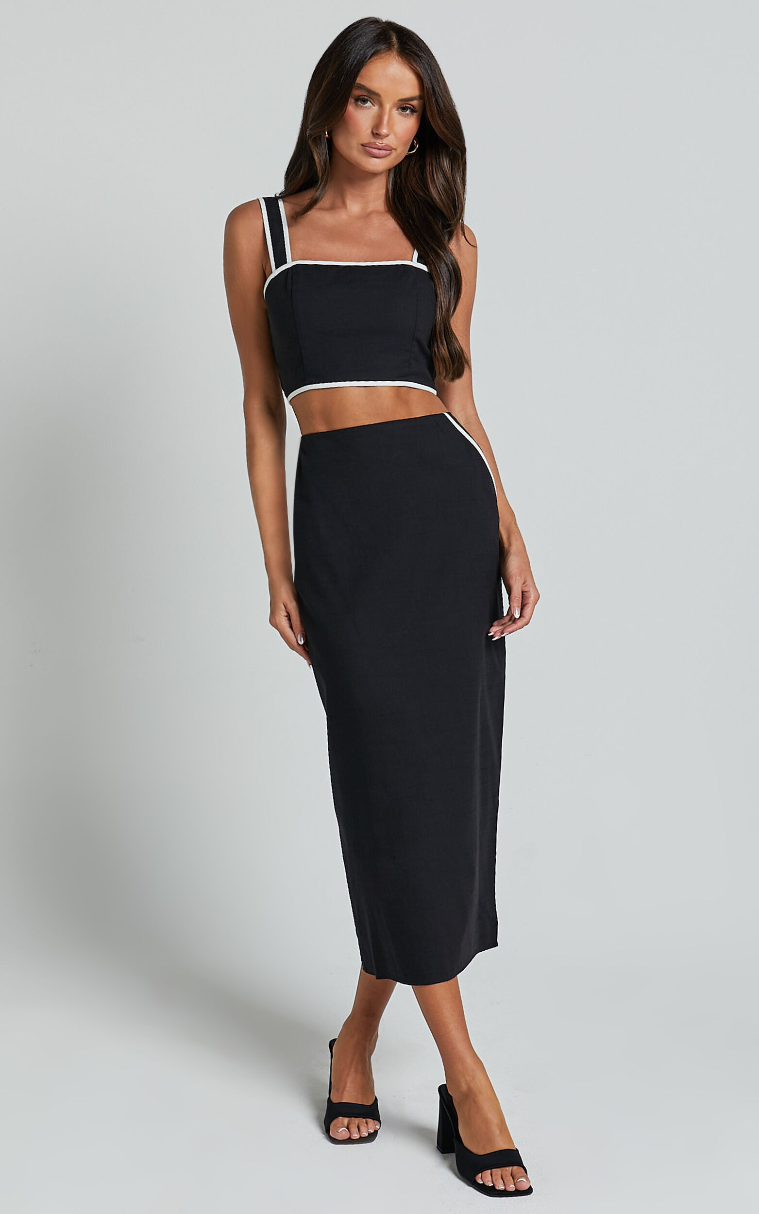 Black midi skirt crop top outlet