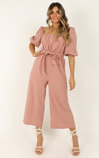Going Sky High Jumpsuit In Blush