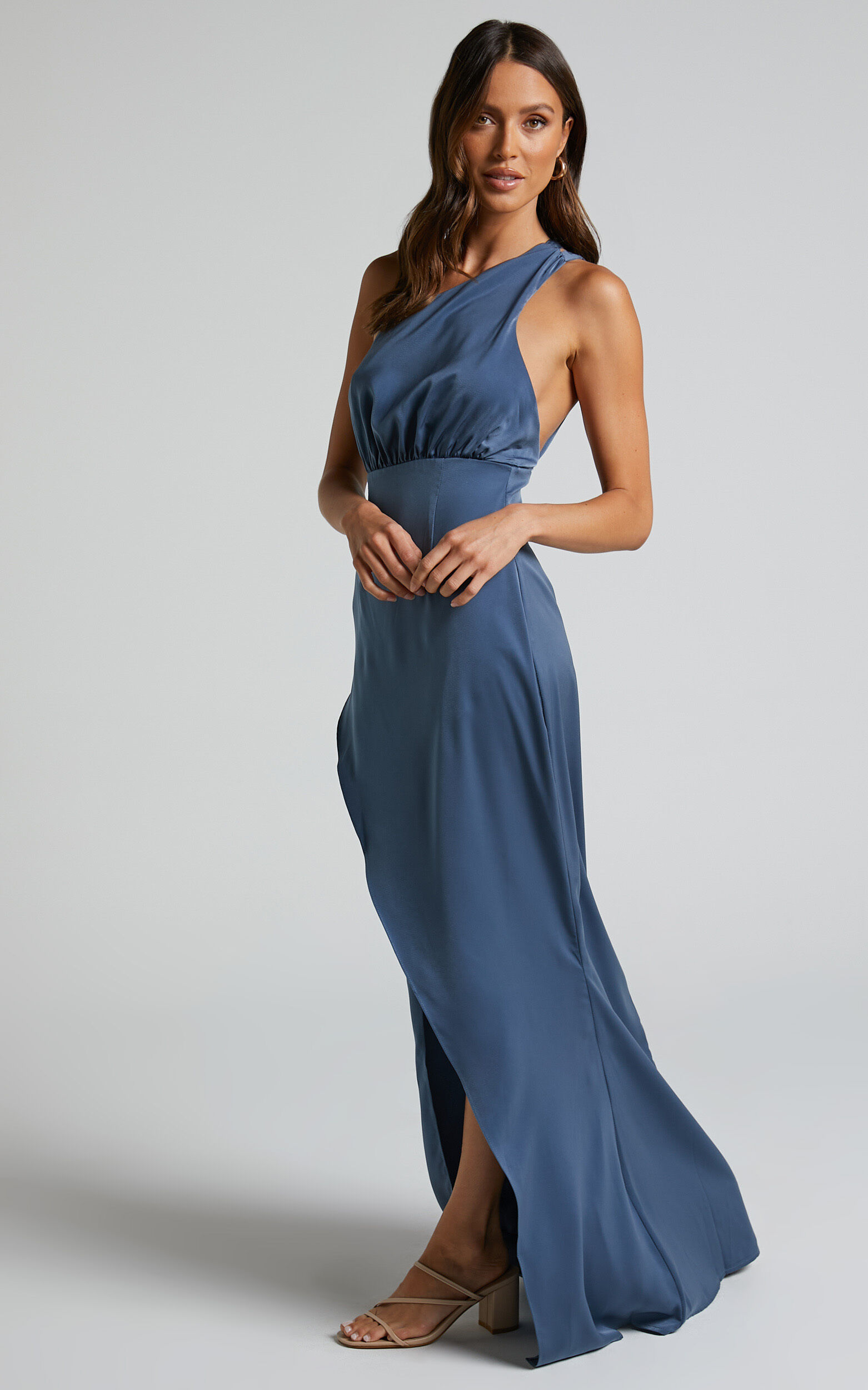 Steel blue clearance long dress