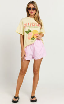 Duffy Two Piece Top and Shorts Set - Grapefruit Paradise T-shirt Set in Yellow/Pink