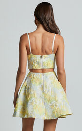 Lauraine Mini Dress - Strappy Straight Neck Back Cut Out Dress in Lemon ...
