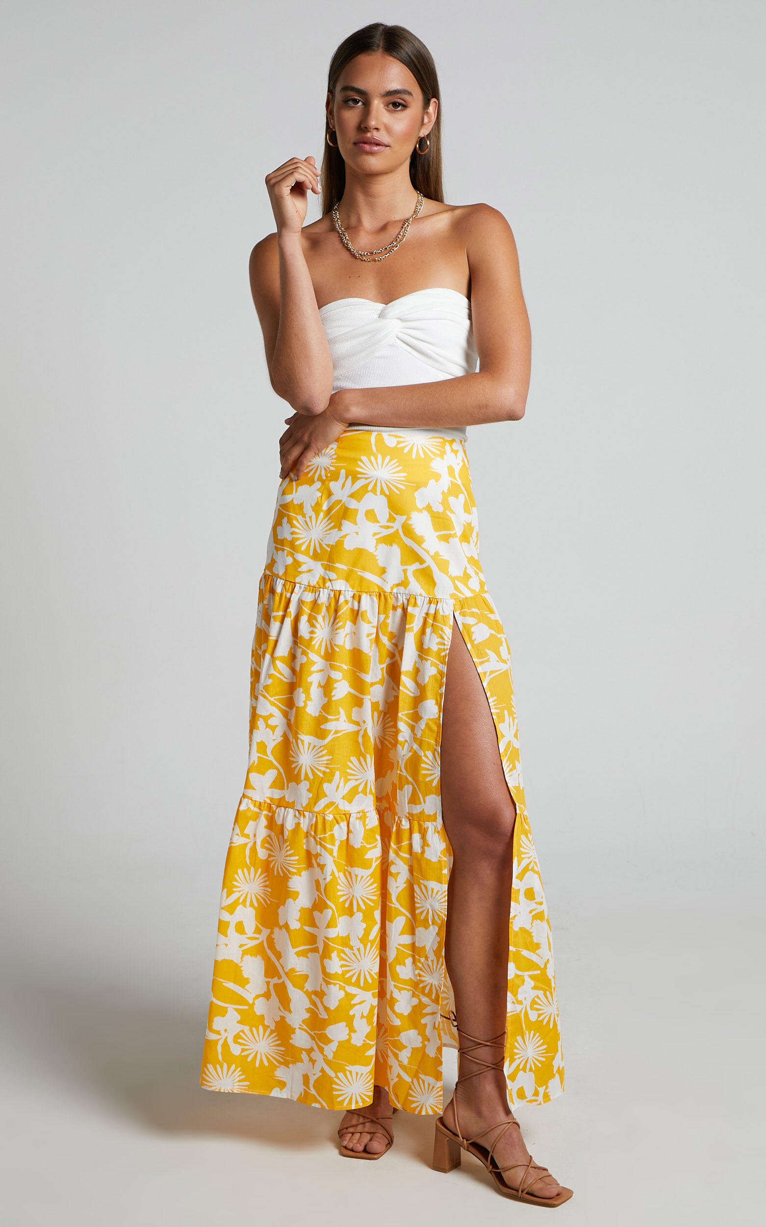スカート [JUNGDO] DRAPING LAYERS SKIRT Dolce Mocha Ombre Satin Maxi Skirt – 12th Tribe