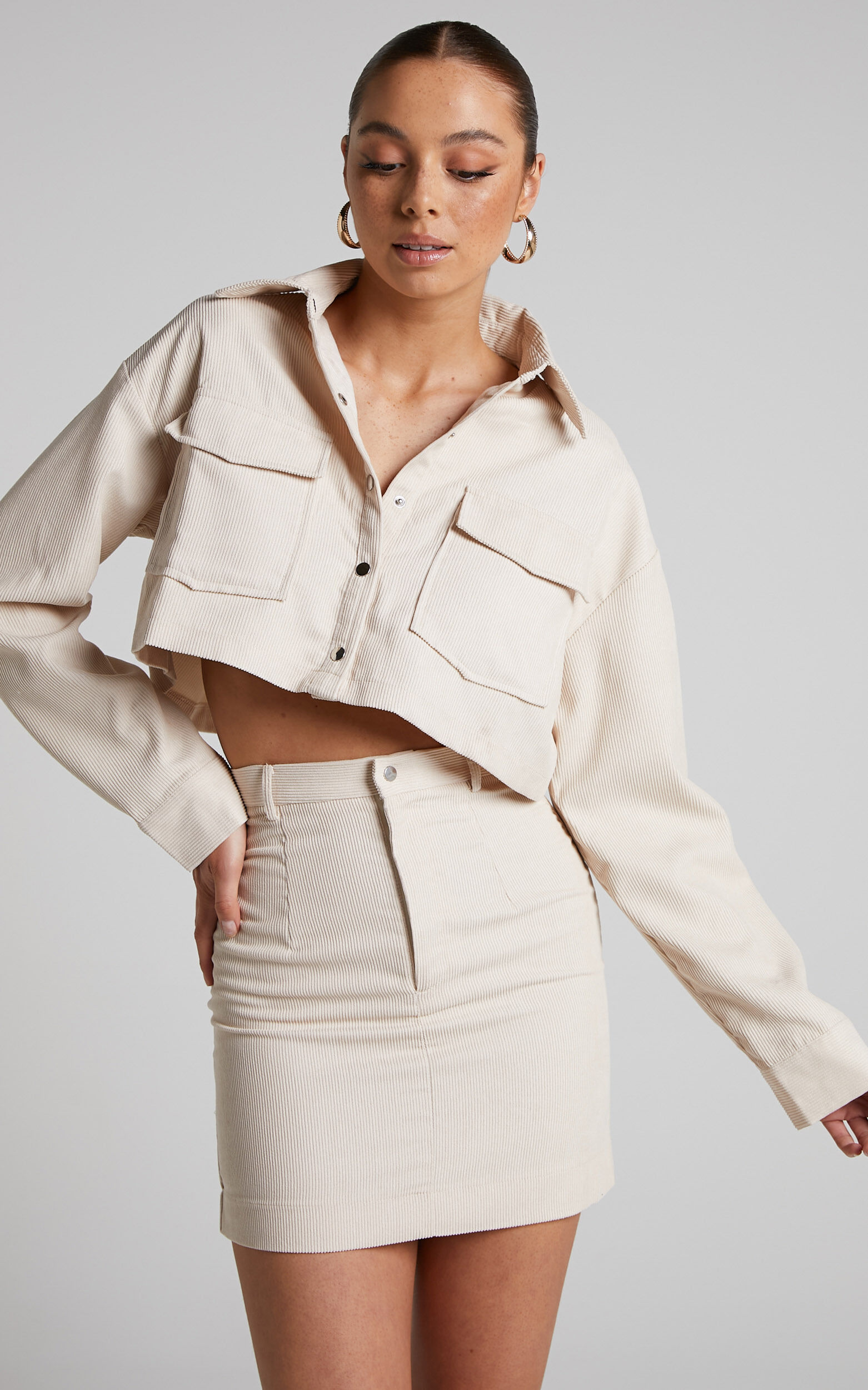 Cream cord skirt cheap