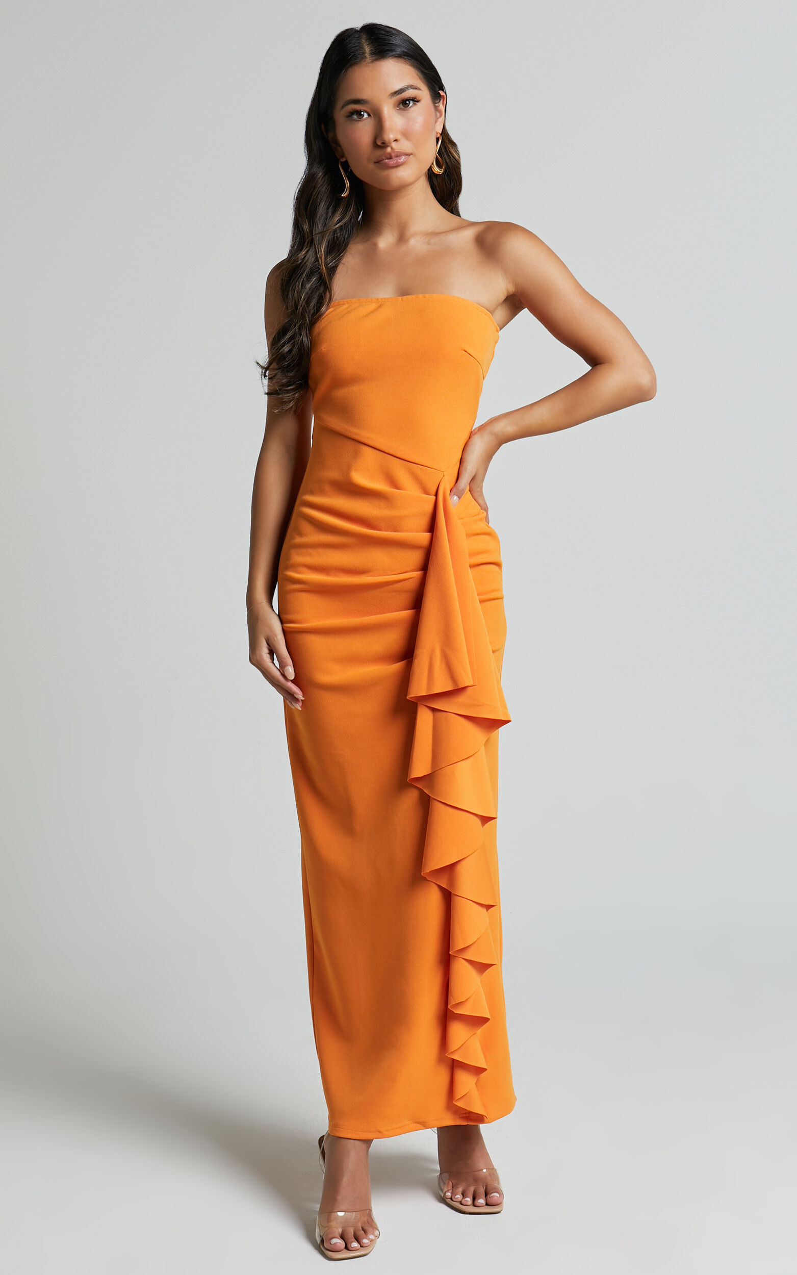 Strapless Maxi Dress - Orange