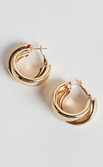 Adaleen Double Hoop Earrings in Gold