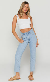 Emlei Top - Square Neck Cropped Knit Top in White