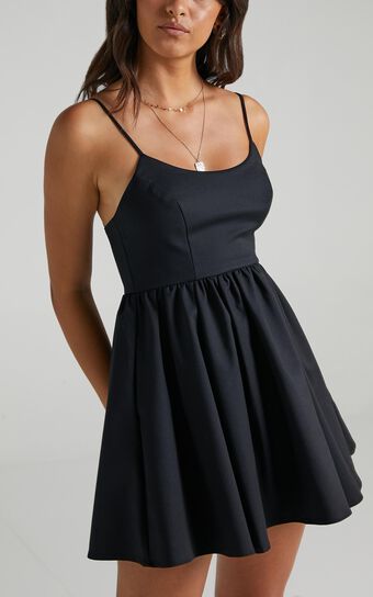 You Got Nothing To Prove Mini Dress - Strappy A-line Dress in Black
