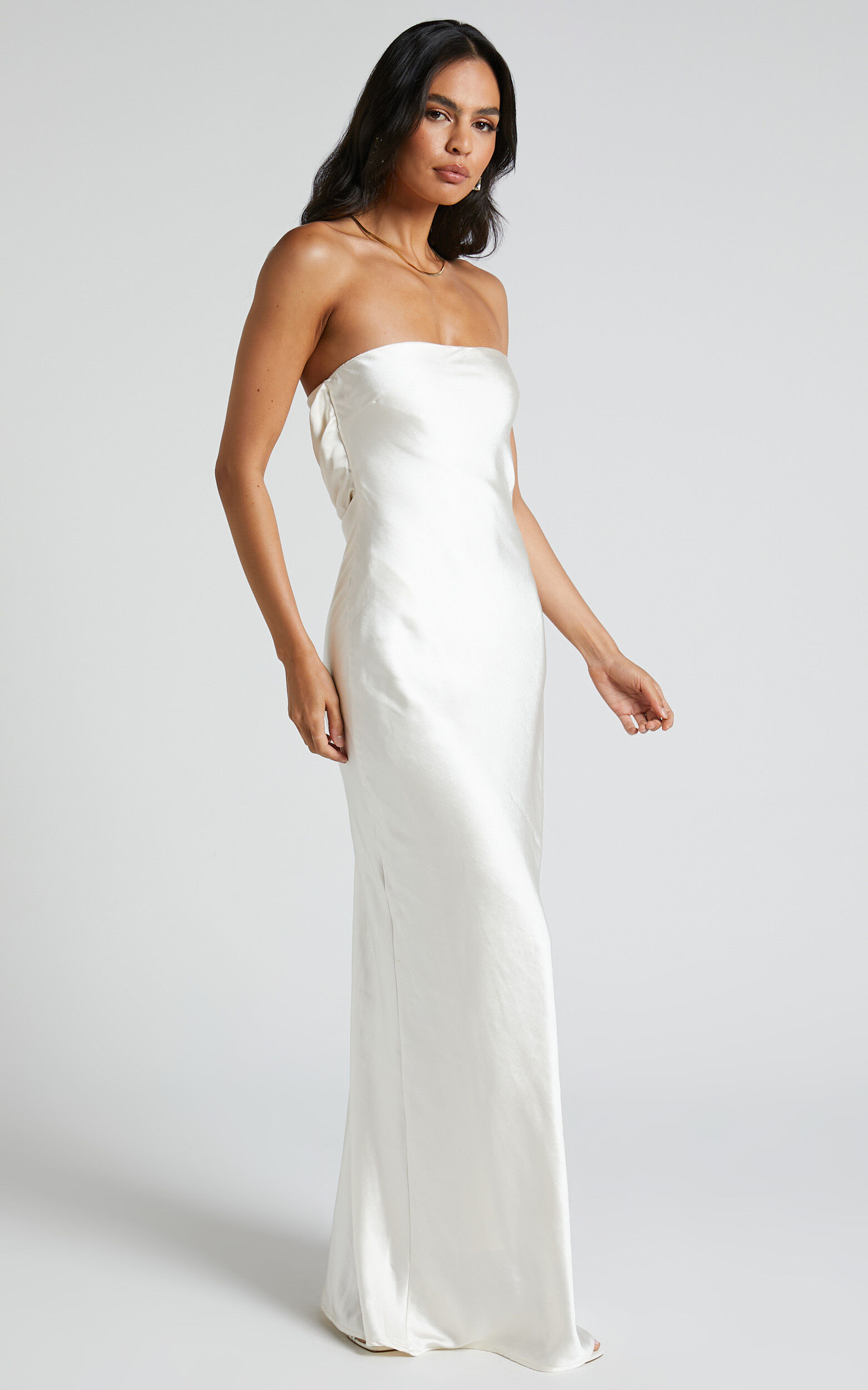 White cowl back top dress