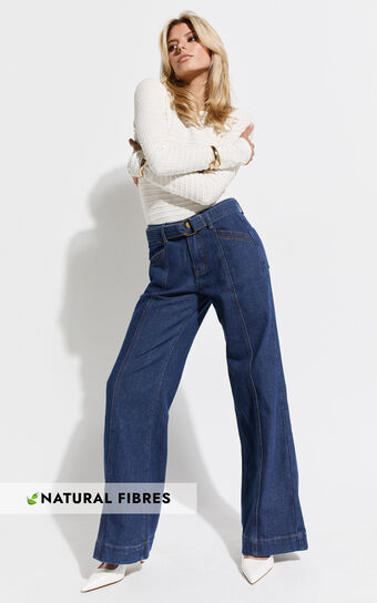 Ace Jeans - Wide Leg Denim Jeans in Indigo