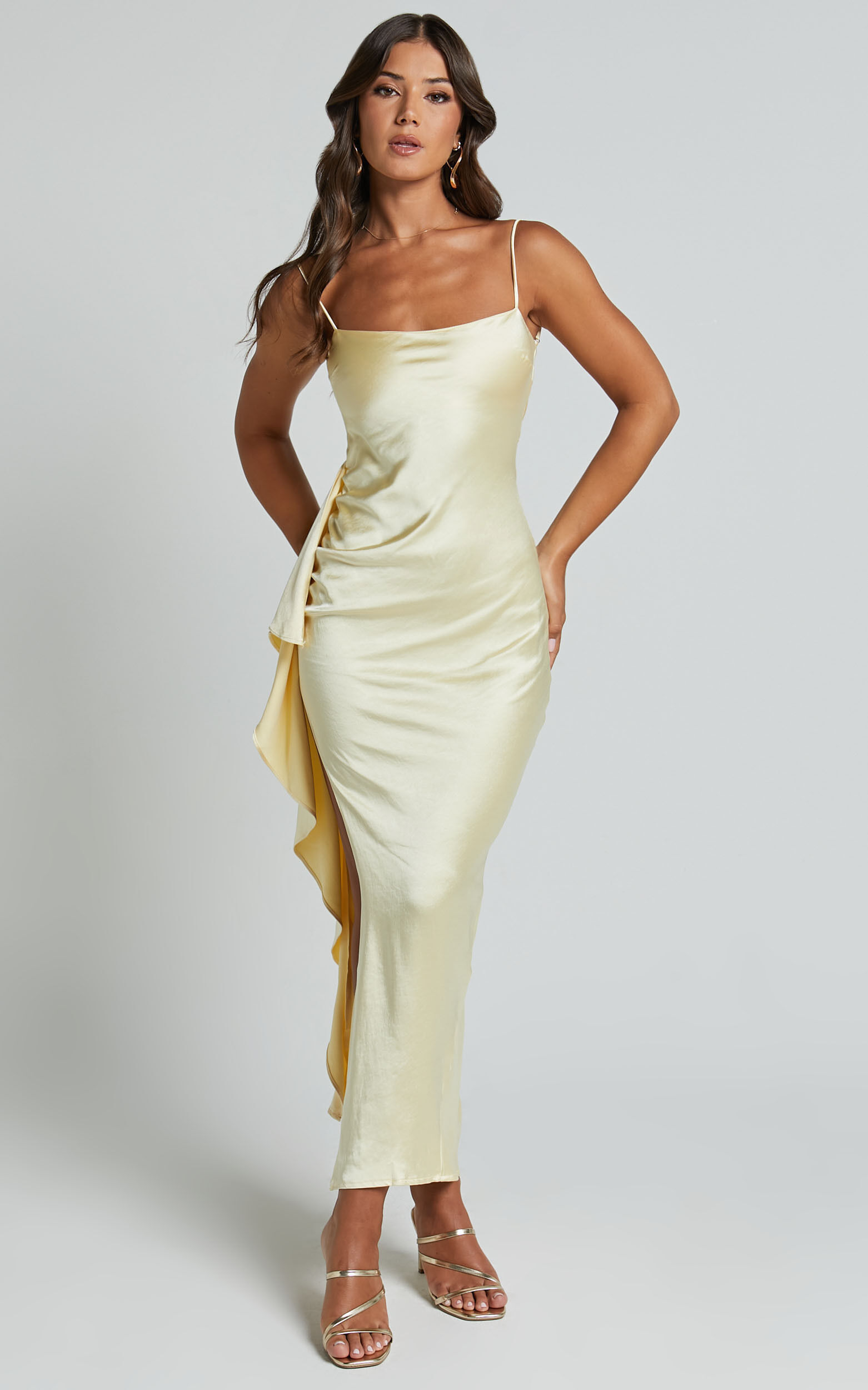 Satin square neck maxi dress on sale