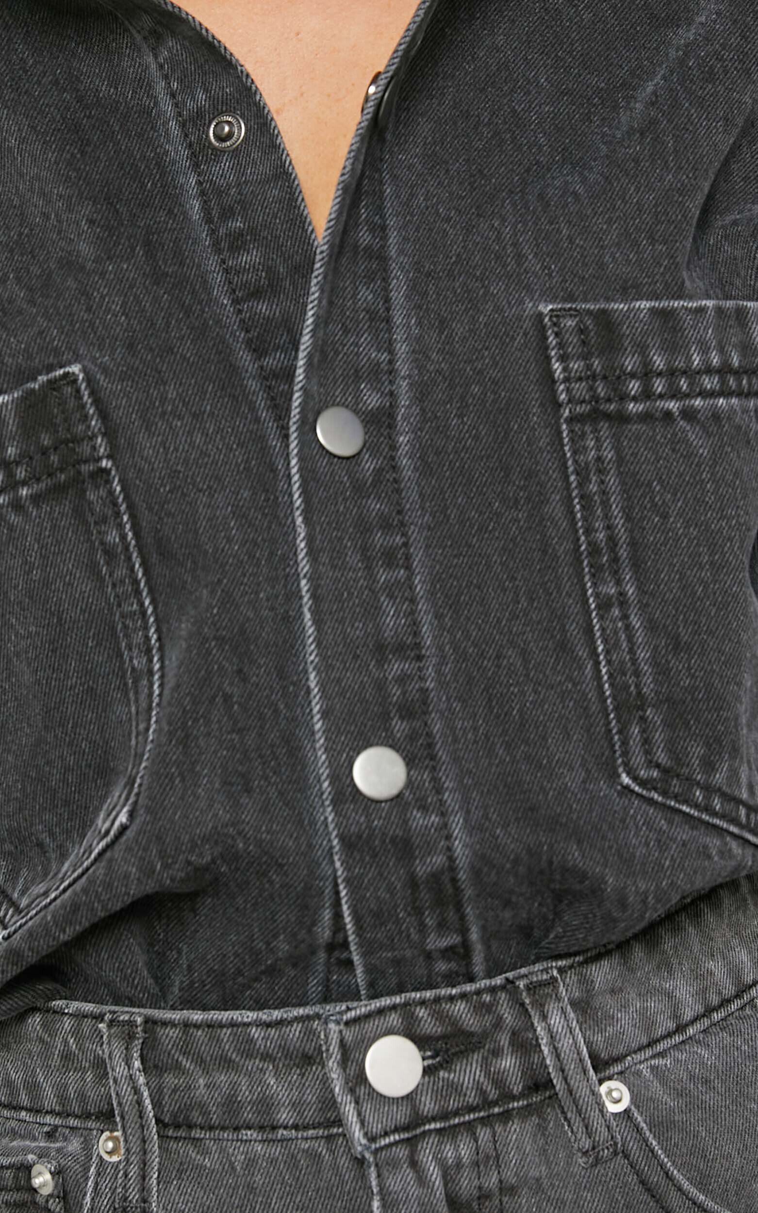 Washed black denim shirt store