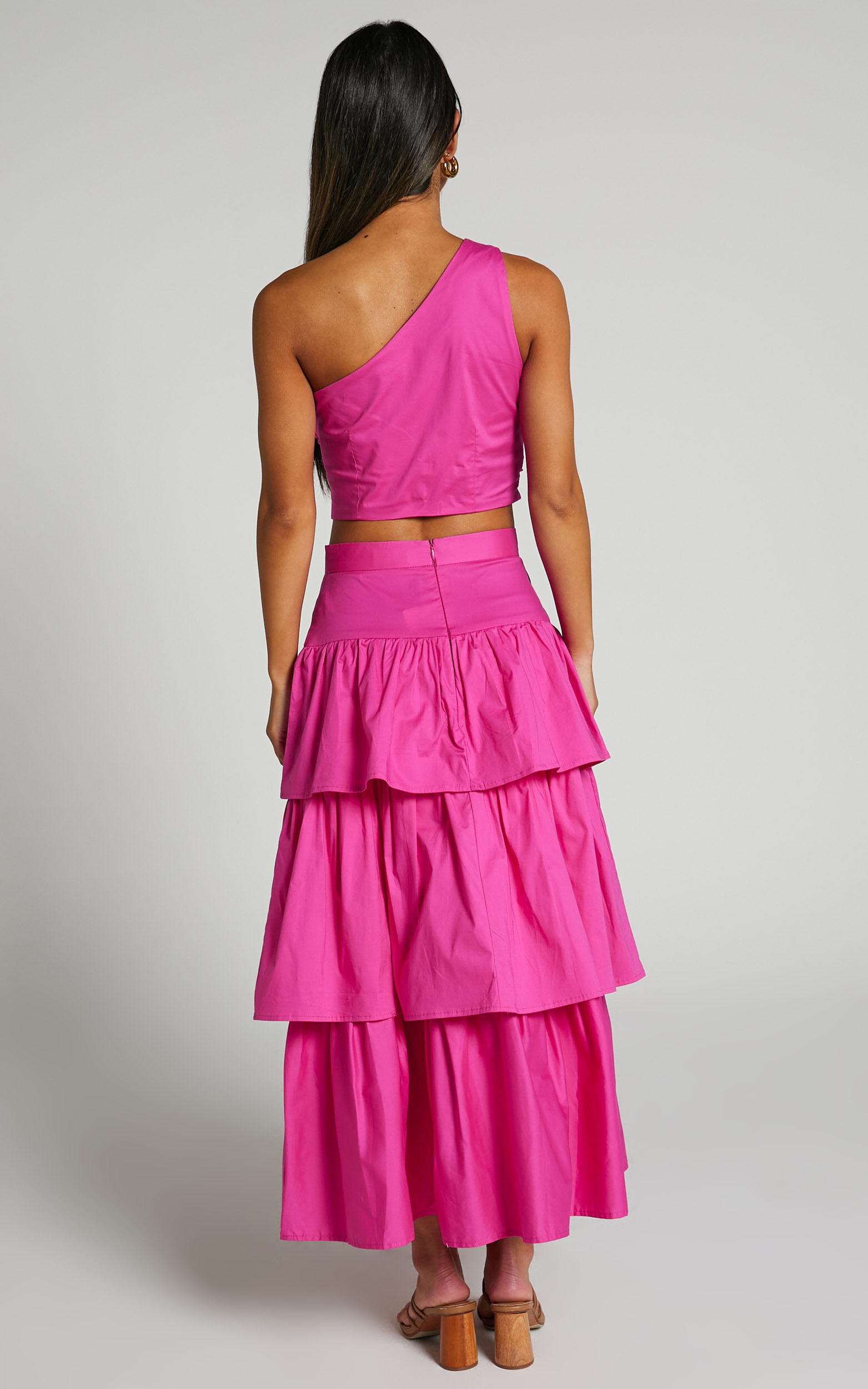Kaycie Two Piece Set - One Shoulder Asymmetrical Ruched Top