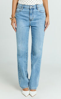 Barker Jeans - Low Rise Recycled Denim Straight Leg Jeans in Mid Blue Wash