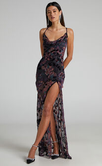 Aletta Maxi Dress - Cowl Cross Back Dress in Aletta Burn Out Floral