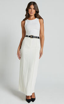 Stella Maxi Skirt - High Waisted Pencil Skirt in Stone