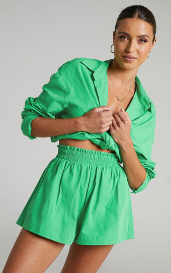 Terah Shorts - High Waisted Shorts in Green