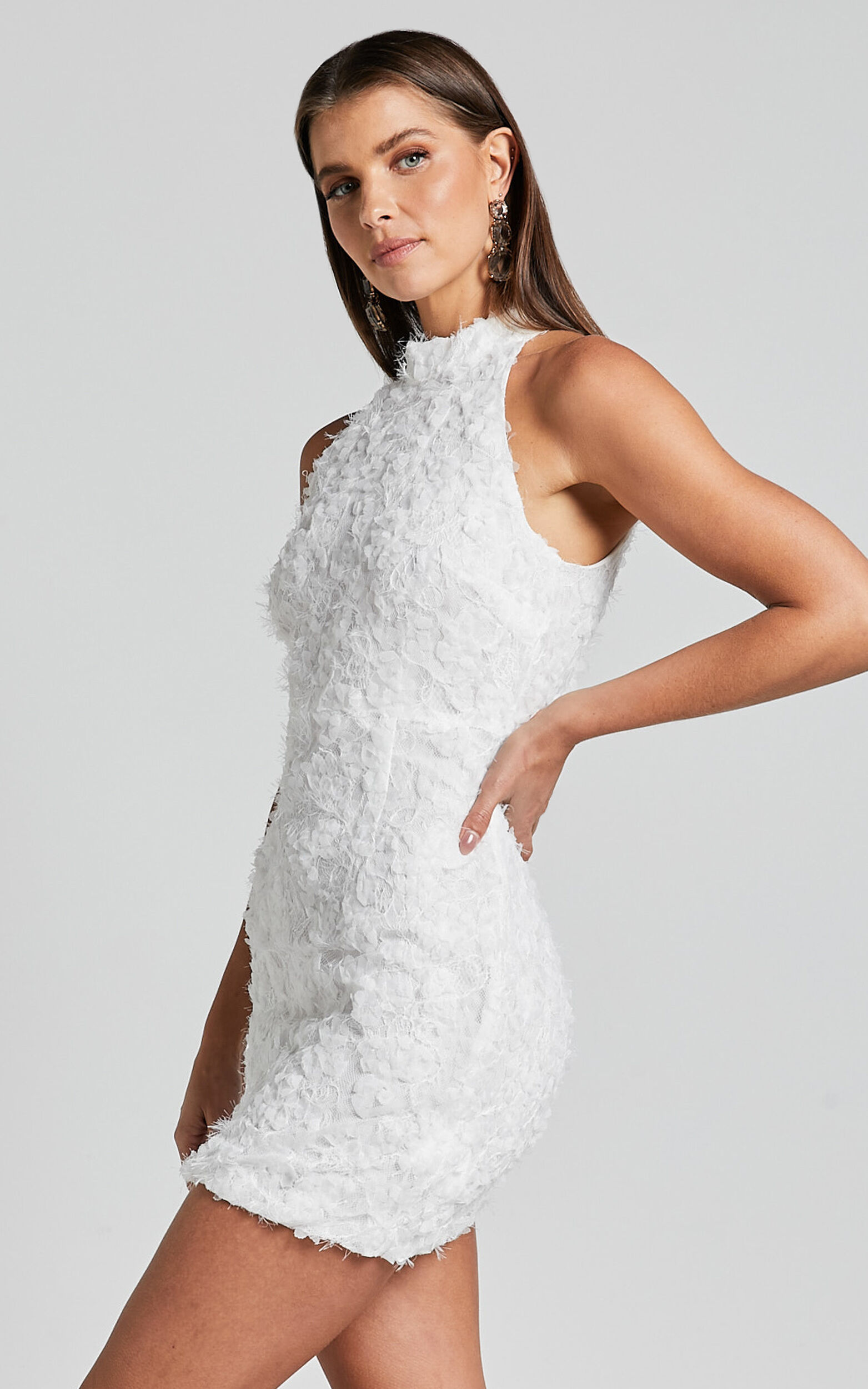High neck bodycon mini dress top