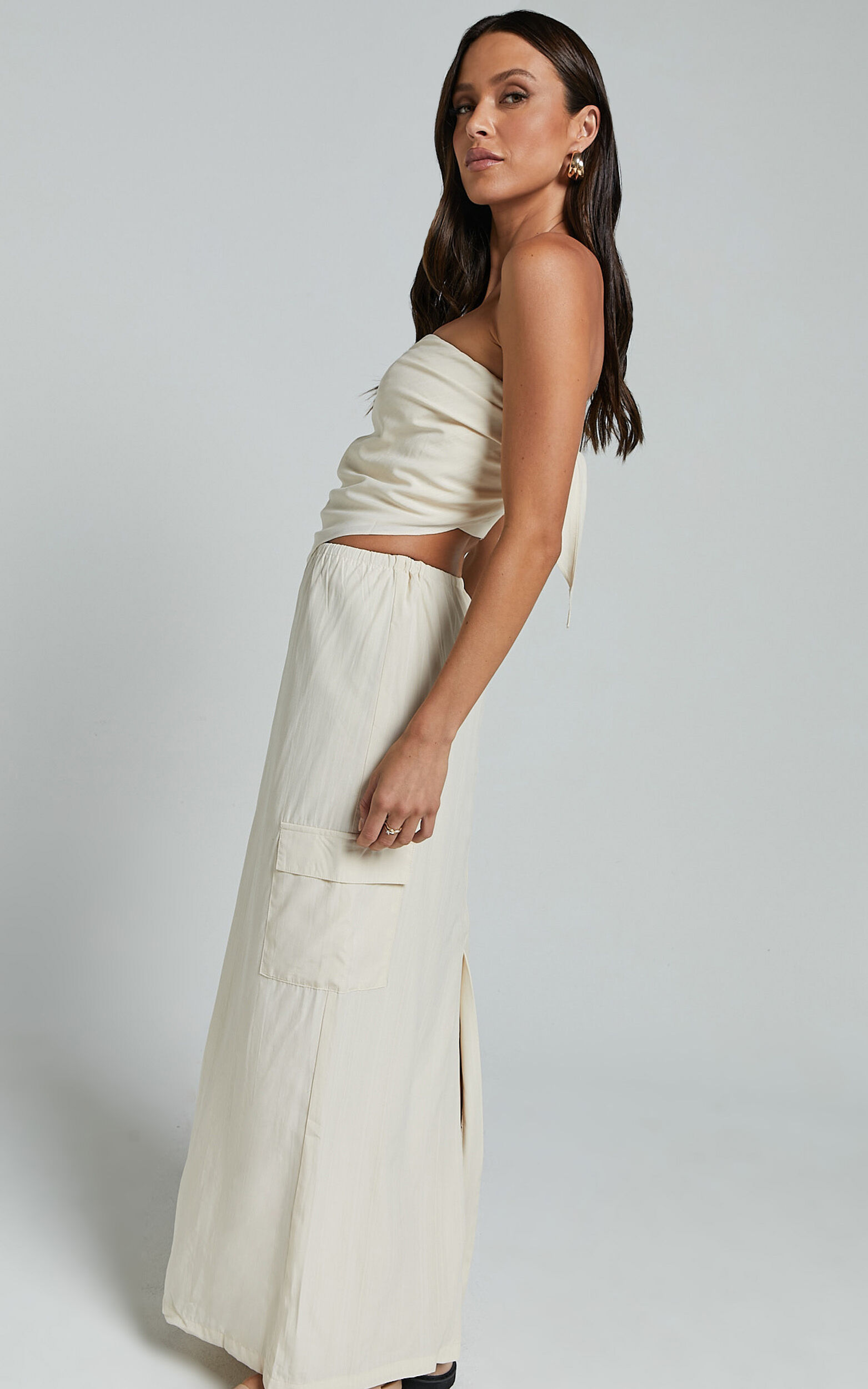 Runaway The Label - Picilo Long Maxi Skirt in Stone | Showpo