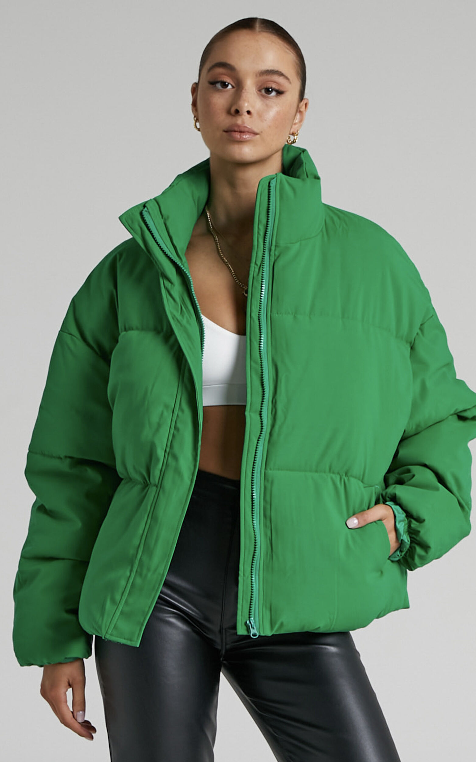 Candice Jacket - Oversized Puffer Jacket in Green - 08, GRN1