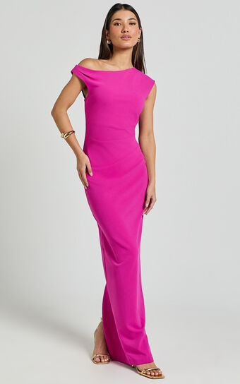 Genie Maxi Dress - Off The Shoulder Dress in Pink