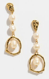 Kheya Earrings - Pearl Drop Earrings in Gold