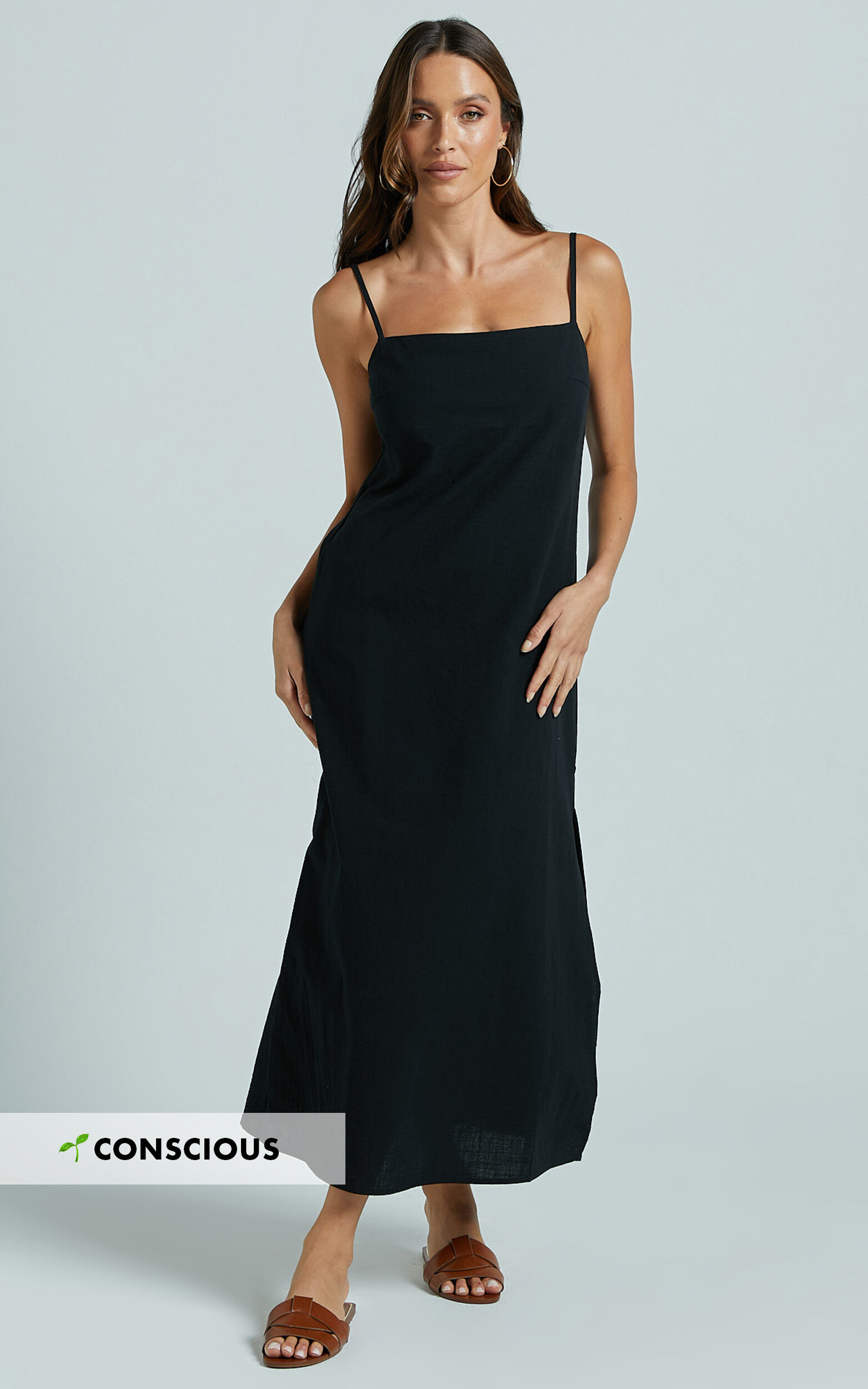 Strappy midi sales dress with split