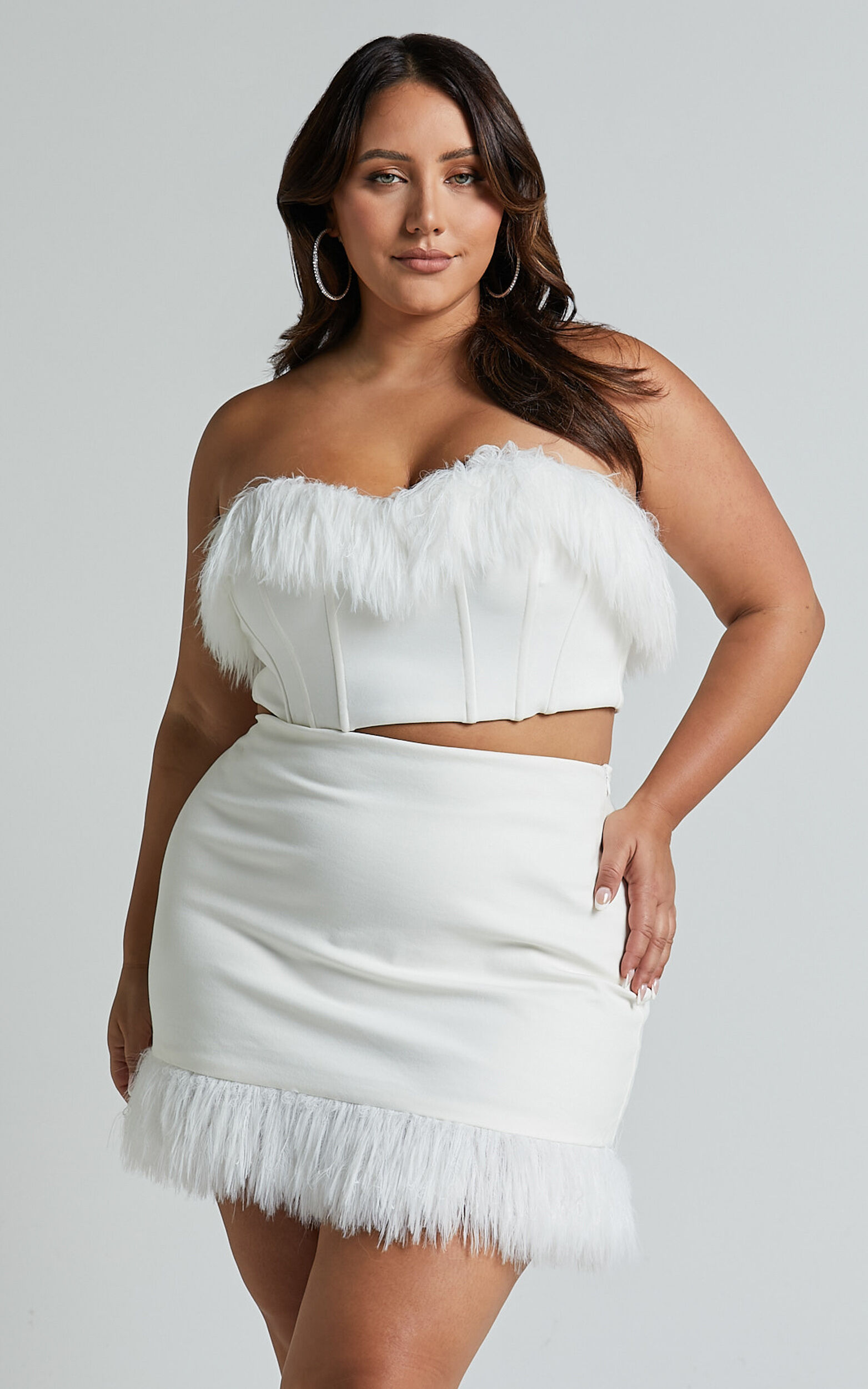 Feather skirt plus size top