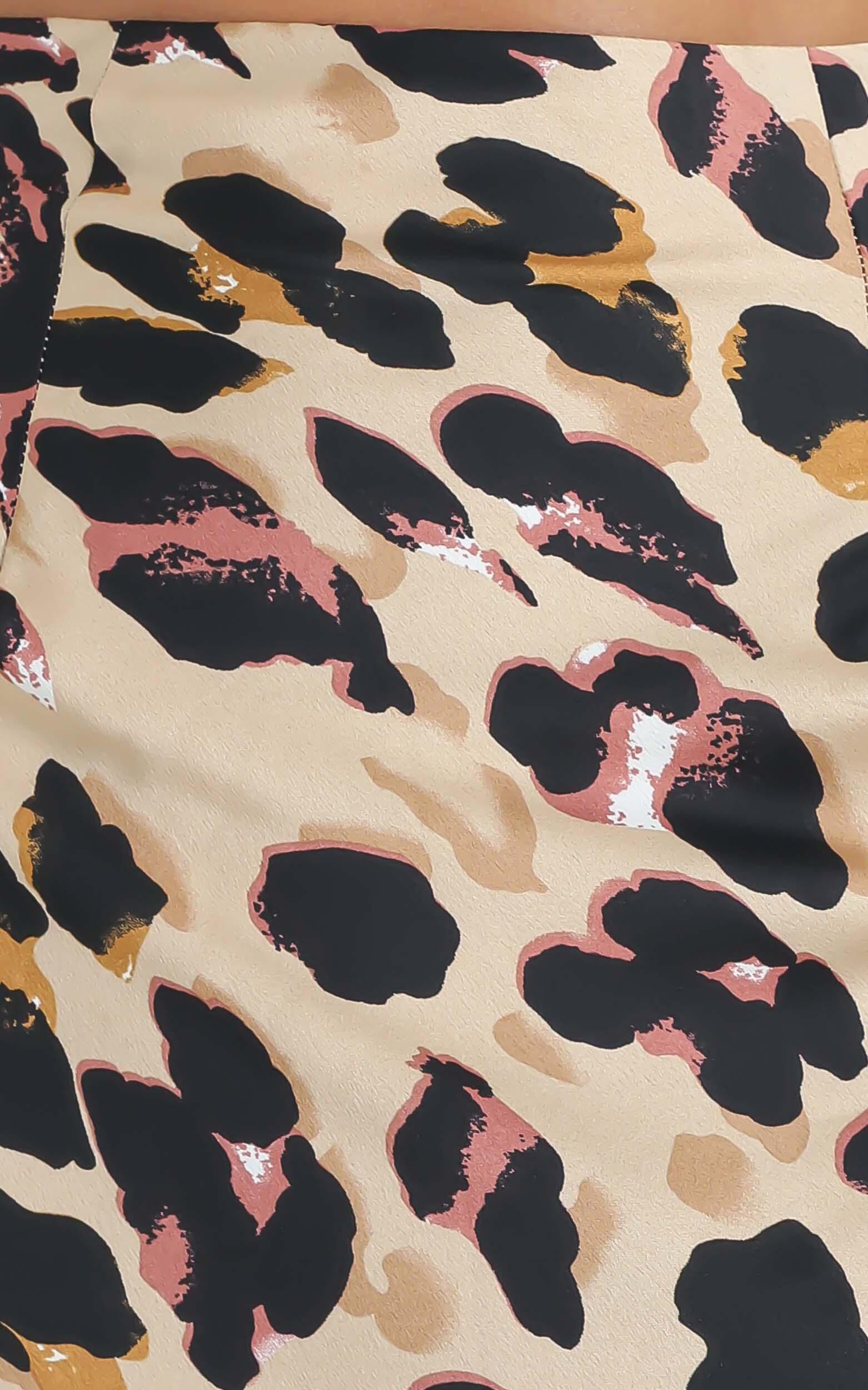 Wild Spirit Midi Skirt in Leopard Print Satin Showpo
