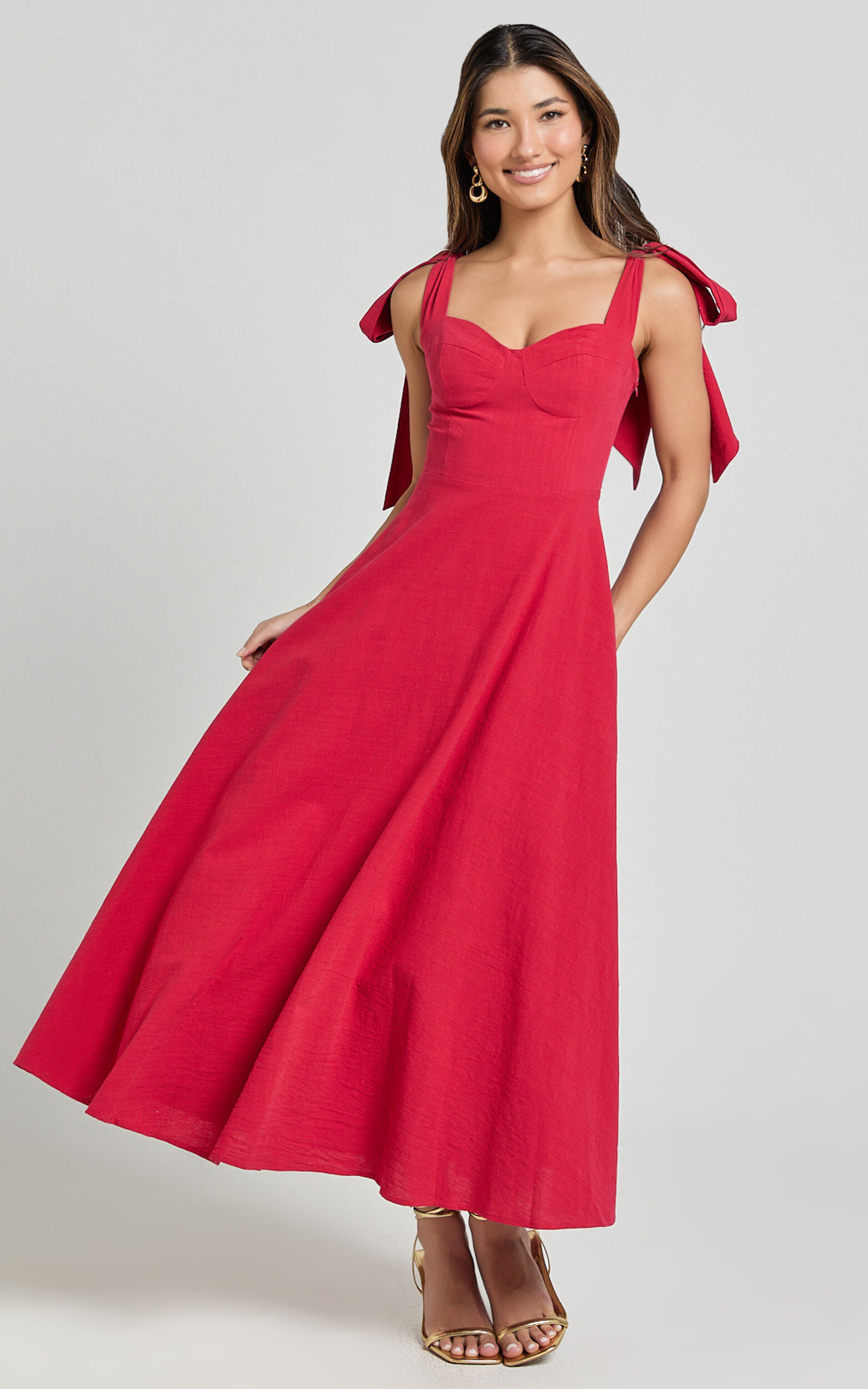 Red a line midi dress cheap