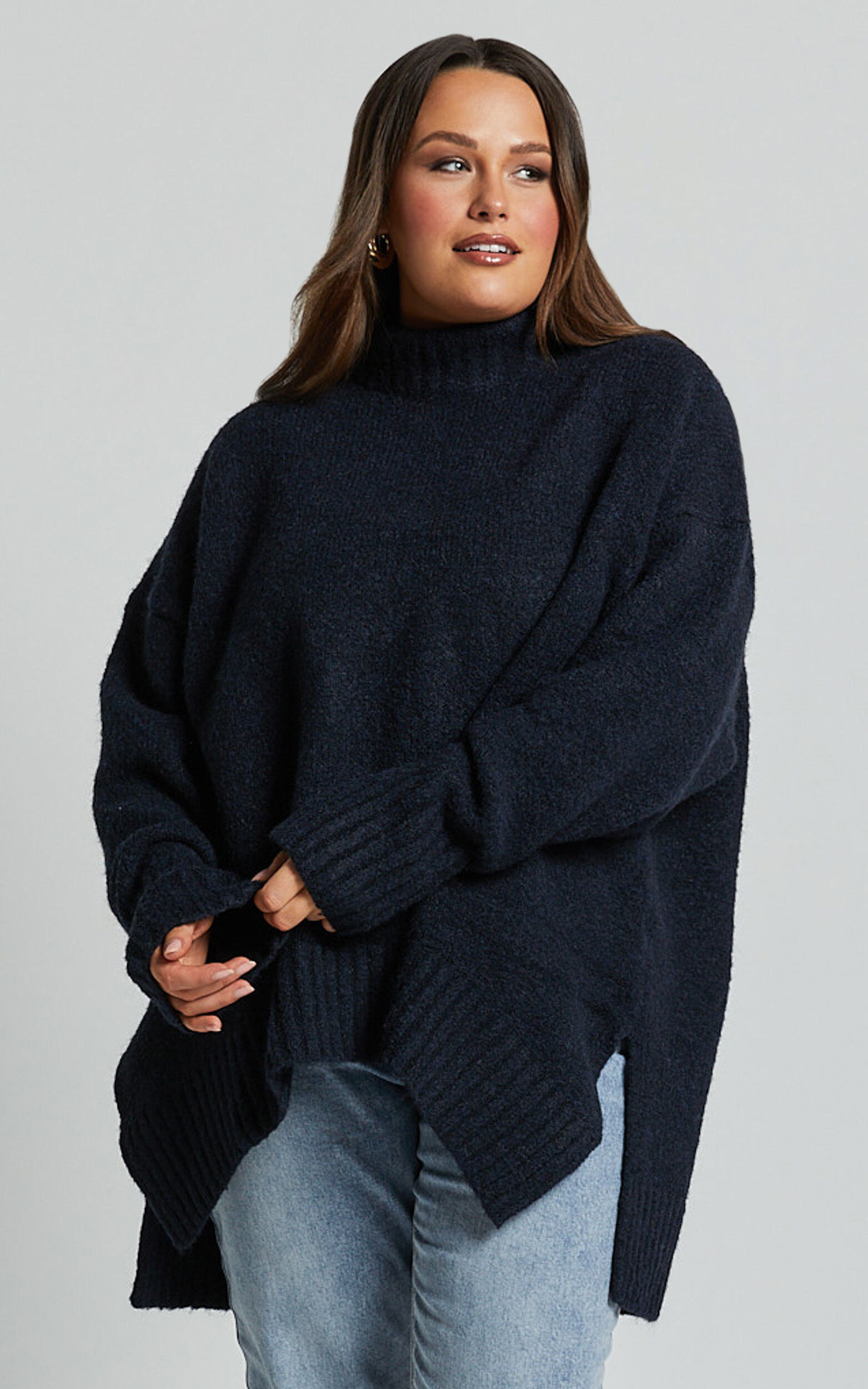 Luella Jumper Oversized Turtle Neck Jumper in Navy Showpo