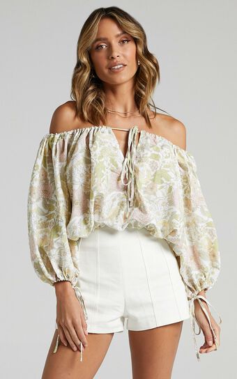 Charlie Holiday - Mila Blouse in Forest Olive Floral