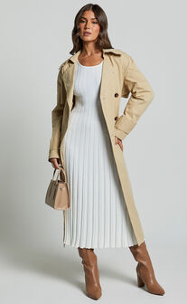 Blaire Midi Dress - Long Sleeve Tie Back Flare Dress in Ivory