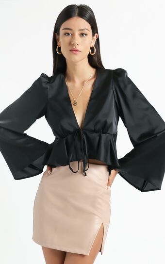 Dance It Out Top in Black Satin