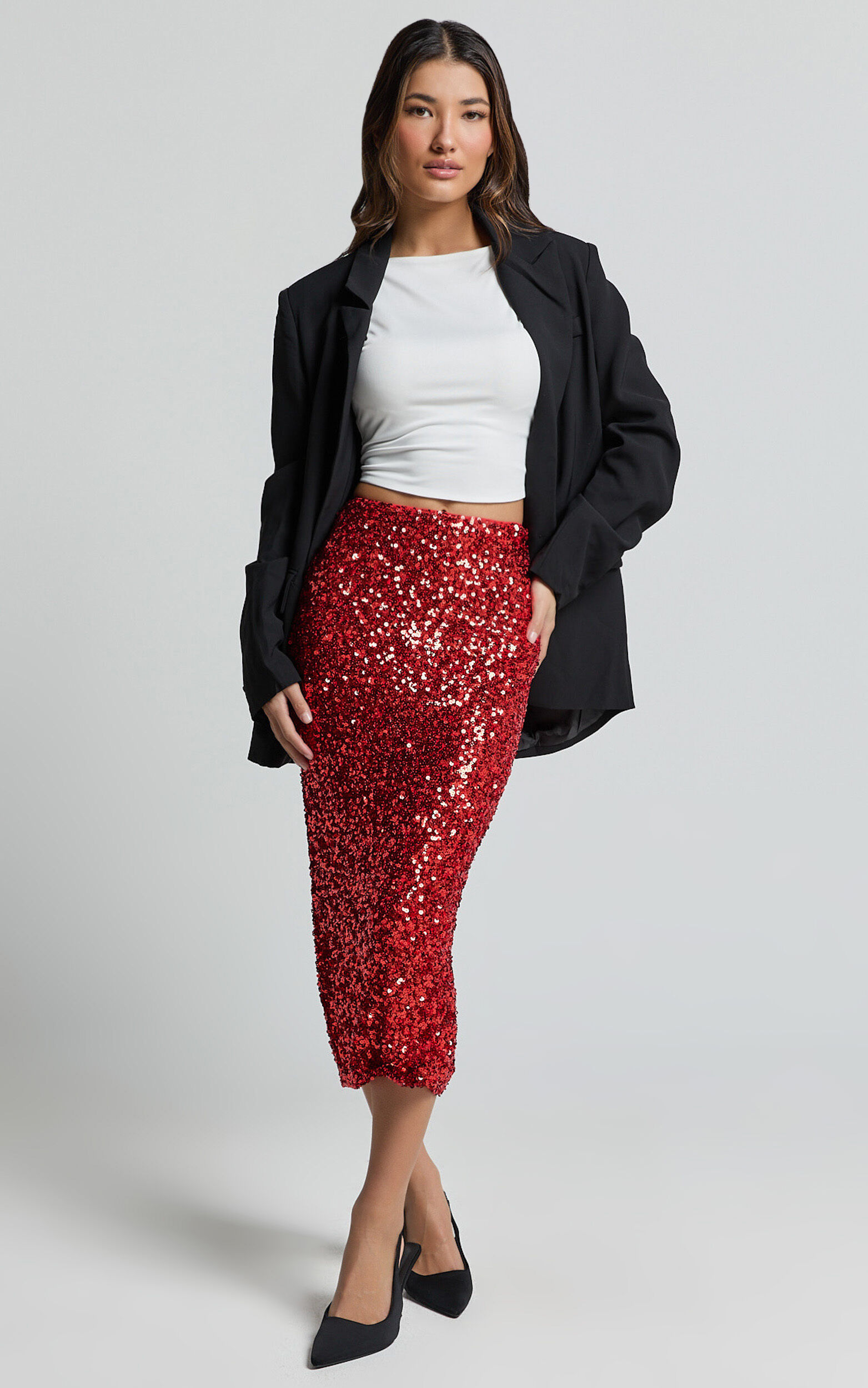 Red bodycon maxi skirt outlet