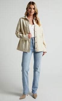 Dallas Jacket - Collared Button Through Long sleeve in Stone