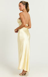 Jonalyn Midi Dress - Open Back Detailing Slip Dress in Butter | Showpo EU