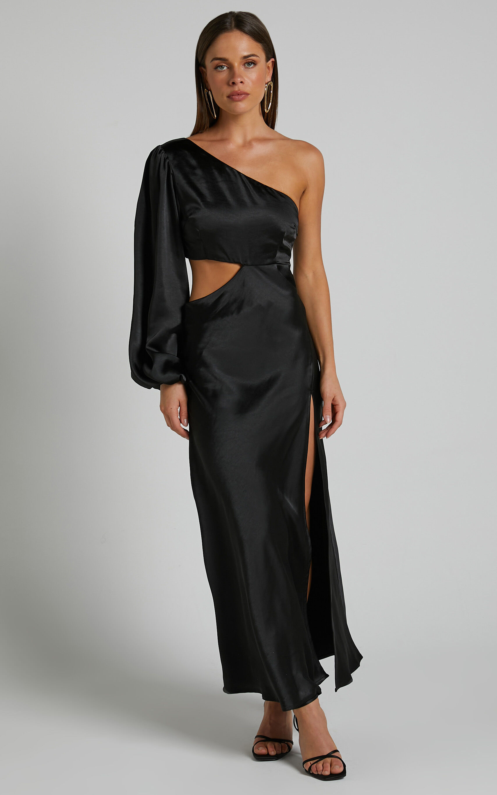 One shoulder balloon sleeve dress 2025