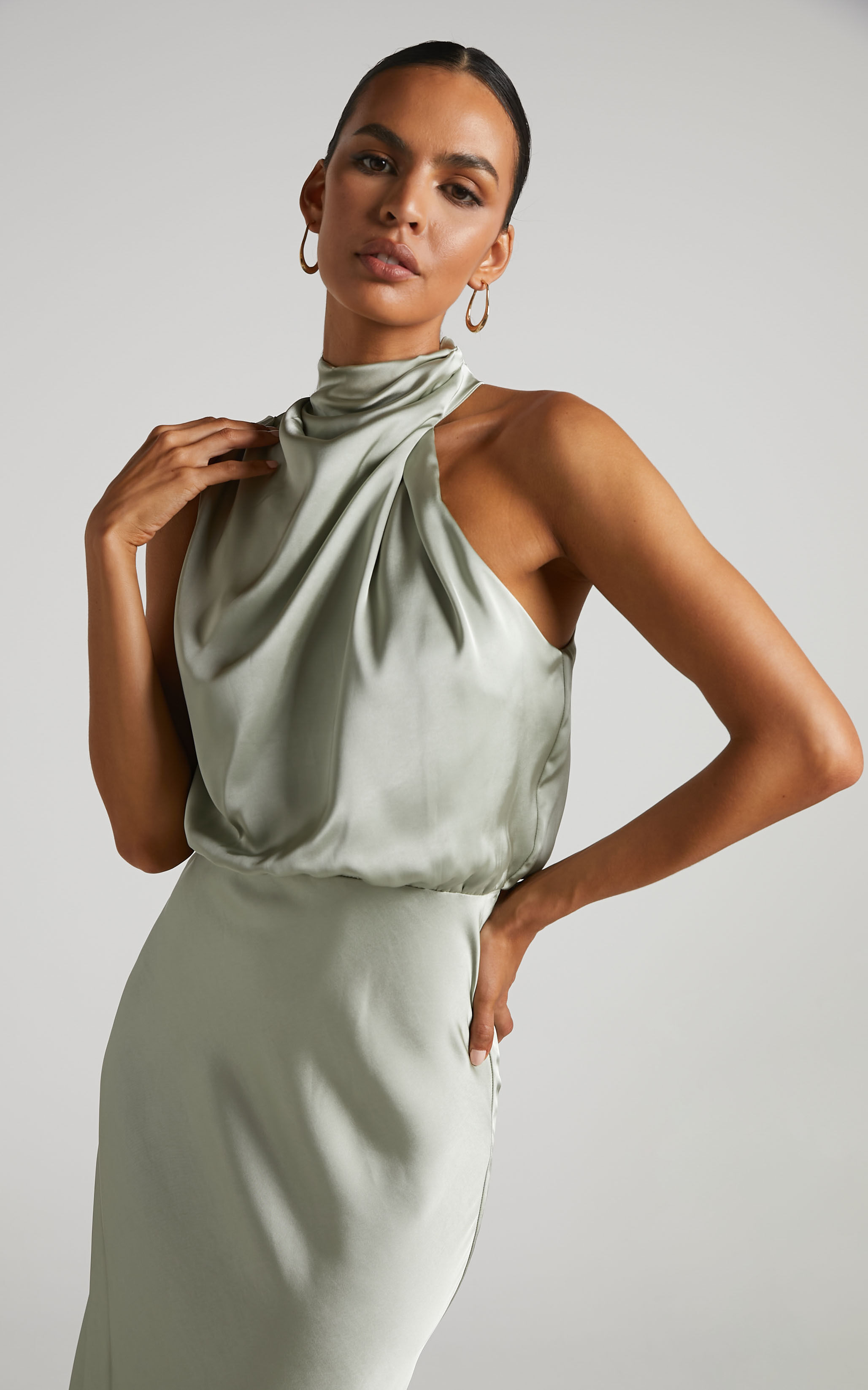 Sage green slip dress 2025