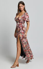 Lorie Maxi Dress - Short Sleeve Cut Out Tie Back Dress in Boheme Floral ...