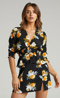 Rue Stiic - Patti Mini Skirt in Marigold Floral