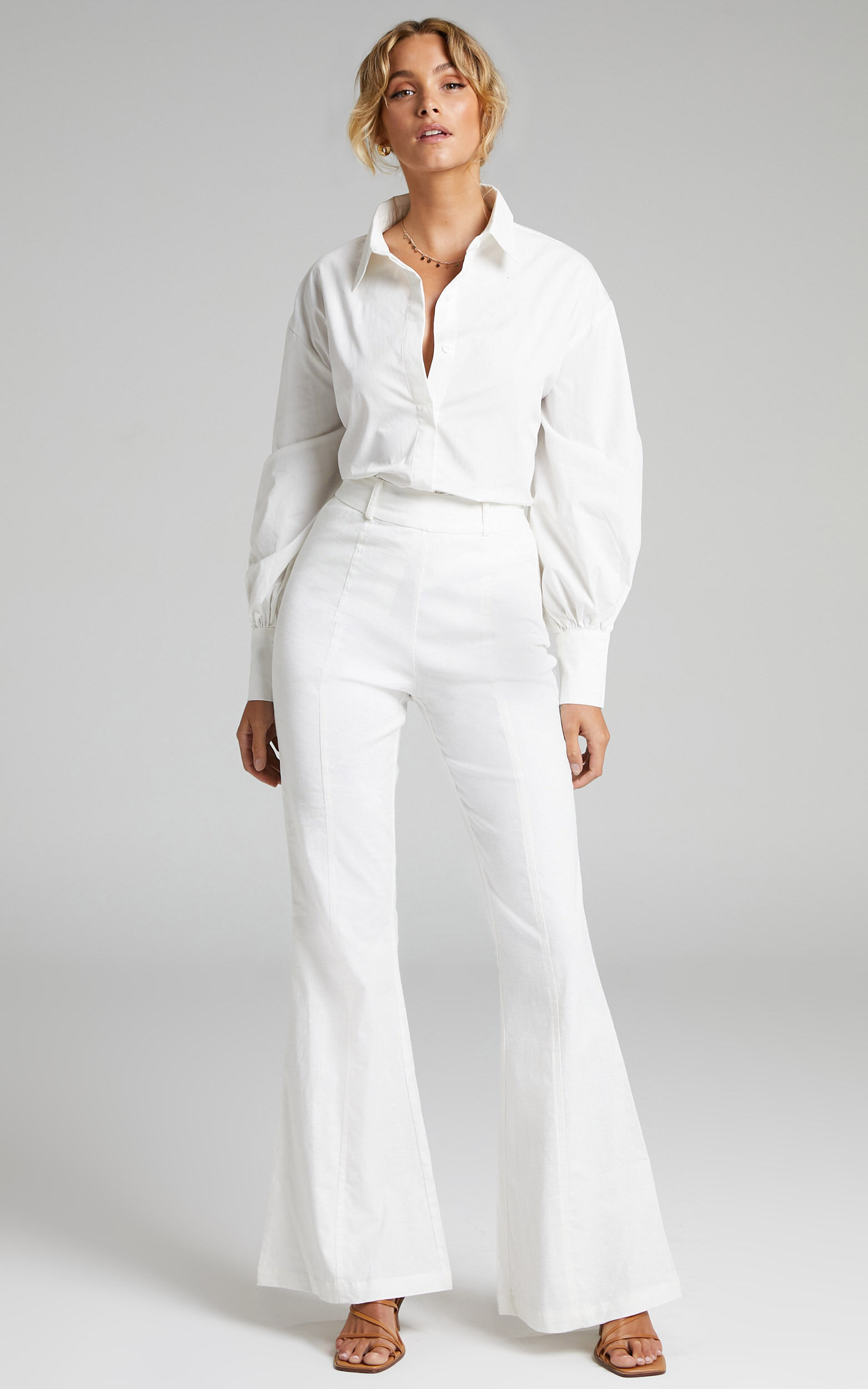 White clearance flared trousers