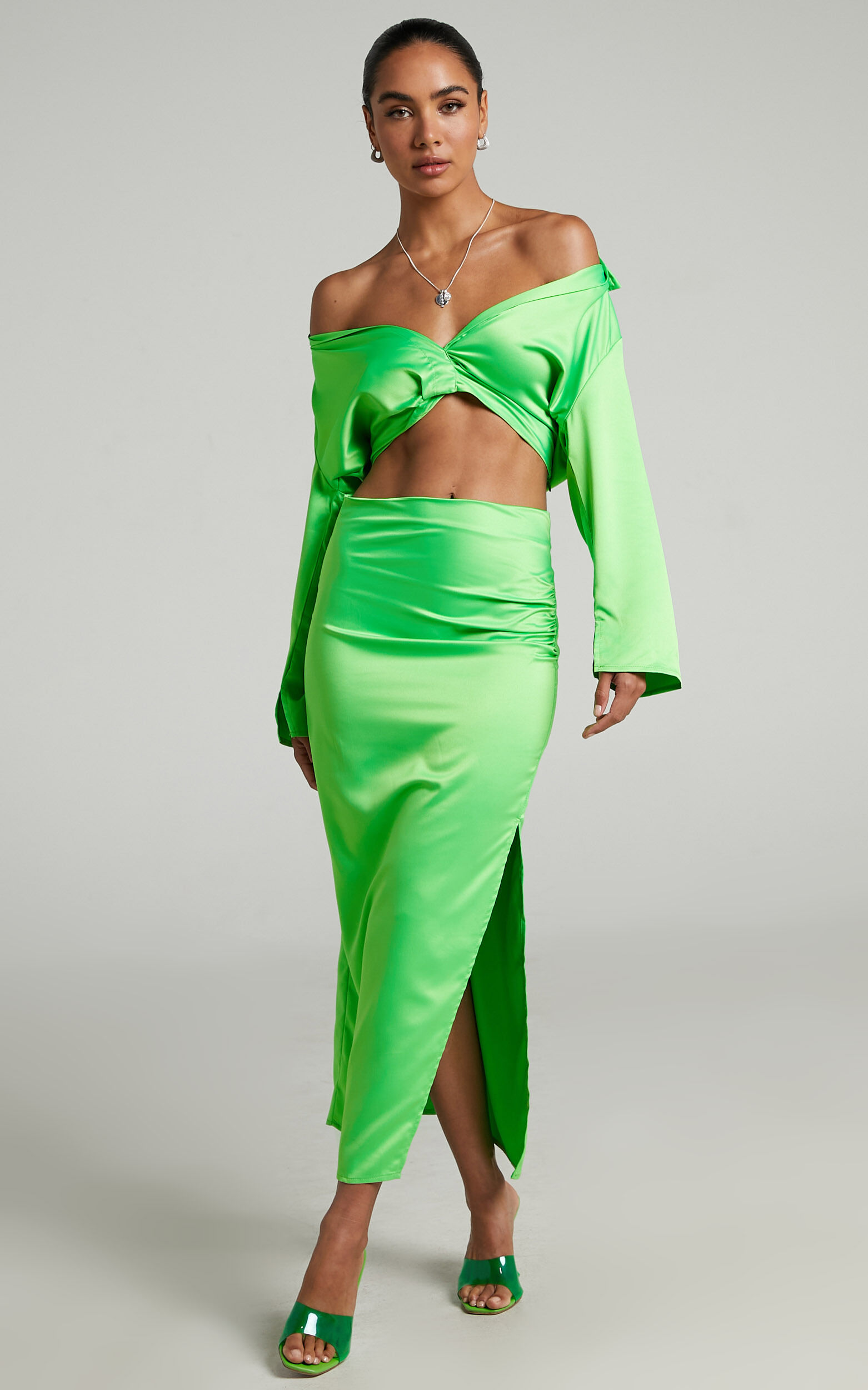 Neon green two piece set top