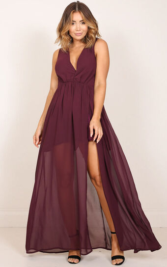 Melt Your Heart Maxi Dress In Wine